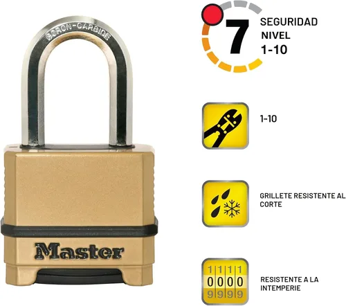 Miniatura 2 de Master Lock Cerradura de Combinación, Candado de Servicio Pesado Resistente a la Intemperie, Reiniciable para Uso en Exteriores, Acabado de Latón