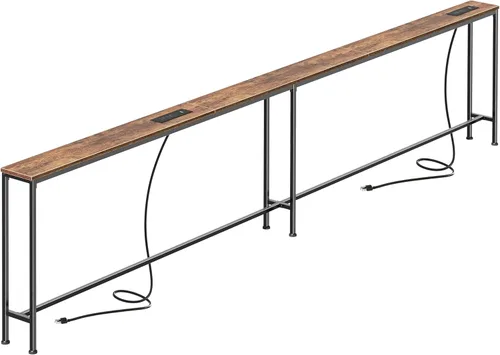 Miniatura 29 de SUPERJARE AST001Z - Mesa de sofá de 79 pulgadas con 2 tomas de corriente y puertos USB-C, mesa consola estrecha de 5.9 pulgadas con almacenamiento