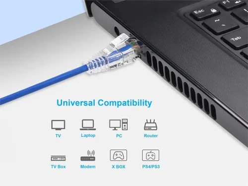Miniatura 6 de Monoprice Cat6 10 pies azul Cable de conexión de nivel de componente UTP 28AWG 550 MHz cobre puro desnudo sin enganches RJ45 Serie SlimRun Cable