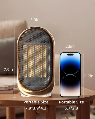 Miniatura 6 de QQT Calentador de Espacio, Mini Calentadores de Espacio Portátiles de Eficiencia Energética para Uso en Interiores, Ventilador Calefactor Portátil