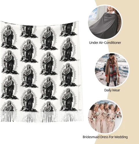 Miniatura 9 de TNIJWMG Bufanda Virgen María para mujer, chal suave para otoño e invierno, regalos católicos