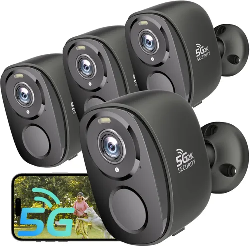 4 unidades de cámaras de seguridad 2K inalámbricas para exteriores, cámara de vigilancia para interiores del hogar, cámaras de seguridad WiFi Gris