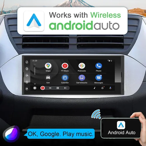 Miniatura 3 de Estéreo de coche de doble DIN de 10 pulgadas inalámbrico CarPlay inalámbrico Android Auto, pantalla táctil QLED Android Radio reproductor multimedia