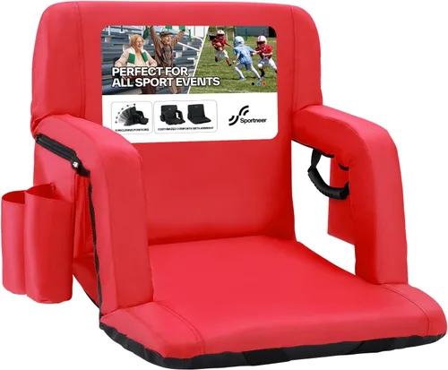 Miniatura 17 de Sportneer - Asientos de estadio para gradas con respaldo, asiento de estadio reclinable y portátil con un grueso cojín acolchado, con respaldo