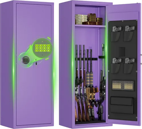 Miniatura 13 de Greenvelly 14-16 Caja fuerte para rifles y pistolas, caja fuerte para rifles con cerradura de teclado, gabinete para armas de fuego para rifles