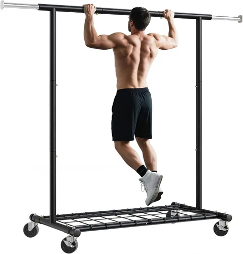 Miniatura 9 de Raybee Perchero para Ropa Resistente 200+LBS, Percheros para Colgar Ropa, Perchero de Metal con Ruedas, Perchero Comercial para Prendas Rodante Negro