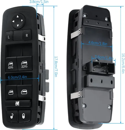 Miniatura 2 de Interruptor de control de ventana eléctrica Lado del conductor delantero 11 pines Compatible con Dodge Durango 2011-2013, Jeep Grand Cherokee