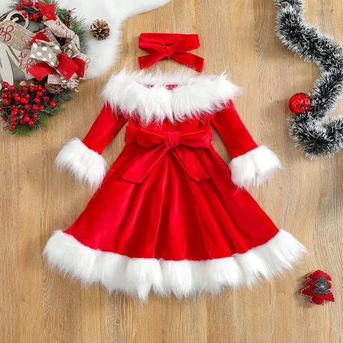 Miniatura 10 de FYBITBO Vestido de Navidad para bebé niña, terciopelo verde, manga larga, tutú, mameluco, vestido de fiesta, traje de Navidad
