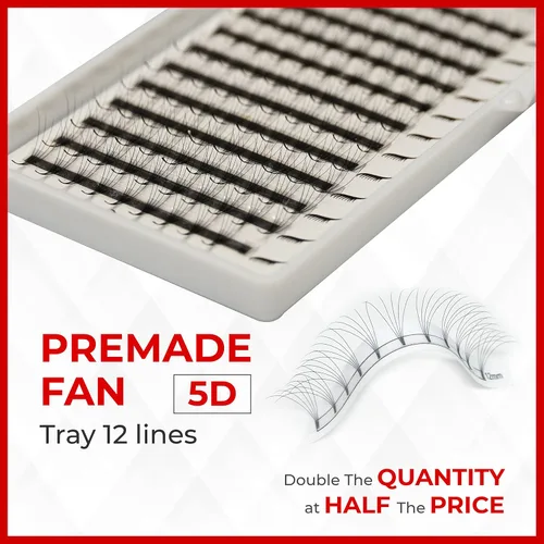 Miniatura 2 de THE LASH SUPPLY 120 abanicos, extensiones de pestañas prefabricadas 5D, rizo C/D, longitud de 0.315-0.591 in, grosor de 0.07, 12 líneas, extensiones
