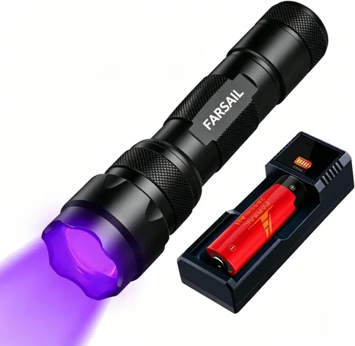 Linterna de luz negra UV, luz negra ultravioleta LED de 395 nm para detección de manchas de orina de mascotas, detector de luz UV portátil para