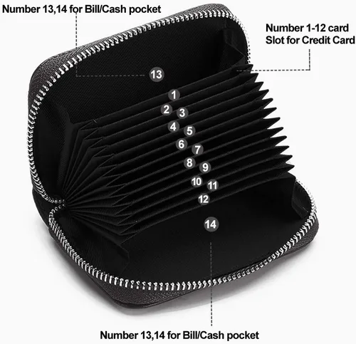 Miniatura 3 de EASTNIGHTS Cartera de cuero genuino para tarjetas de crédito RFID con cremallera
