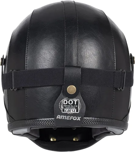 Miniatura 3 de Casco retro de motocicleta de cara completa de cuero de fibra de vidrio para hombres y mujeres Street Off-Road Ciclomotor Racing ATV Motocross