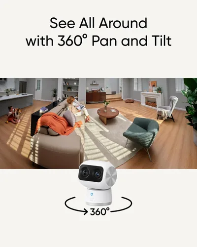 Miniatura 5 de eufy Security Cámara interior S350 con HomeBase 3, cámaras duales, cámara de seguridad con resolución 4K UHD con zoom de 8× y PTZ de 360°, IA