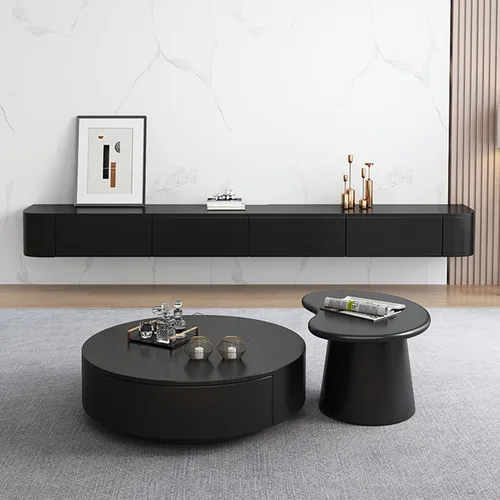 Miniatura 6 de Soporte flotante de TV - Consola multimedia montada en la pared con 2 cajones, centro de entretenimiento flotante, gabinete de TV, estante
