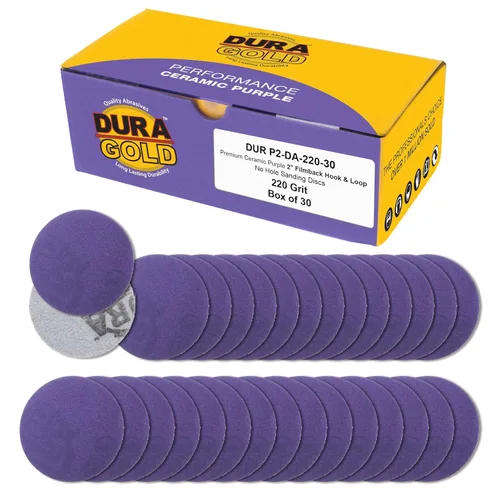 Miniatura 14 de Dura-Gold Discos de lijado de cerámica de película morada de grano 180 prémium de 2 pulgadas, caja de 30 – papel de lija con soporte de gancho