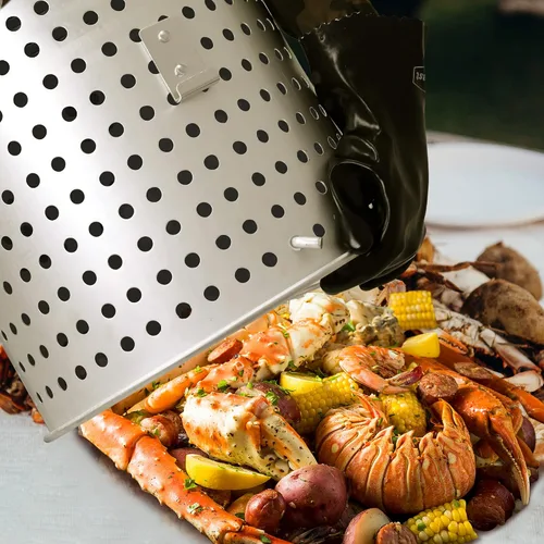 Miniatura 5 de Creole Feast SBK0801 Kit de ebullición de mariscos de 80 cuartos de galón con colador, olla y cesta para hervir mariscos al aire libre con quemador