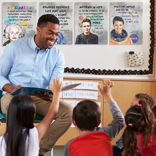 Miniatura 7 de Arte de pared motivacional de científicos famosos para decoración de aula, carteles e impresiones inspiradoras de celebridades para escuela