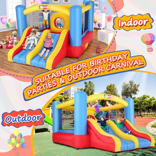 Miniatura 4 de Whubefy Casa de Rebote, Casa de Rebote Inflable para Niños de 3-6 Años y Niños Grandes de 8-12 Años, Tobogán Doble con Obstáculos