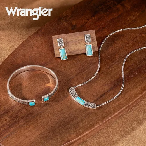 Miniatura 3 de Montana West Pulsera de Puño Wrangler para Mujeres Occidental Turquesa Ajustable Brazalete Abierto Plateado Tallado Floral Vaquera Joyería Country