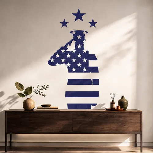 Miniatura 4 de Vinilo grande para pared, diseño de soldado, bandera de Estados Unidos, Día de los Veteranos, decoración de arte patriótico (ig5374)