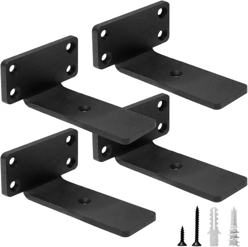 HITOMEN Soportes para Estantes Flotantes de Servicio Pesado, 4 Pulgadas (1/5'' de Grosor) Herrajes para Estantes Ocultos, Soportes L de Hierro,