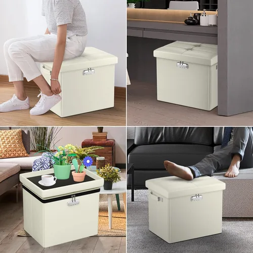 Miniatura 4 de DocSafe Otomana de almacenamiento con cerradura, caja de almacenamiento plegable de 17 pulgadas resistente al fuego y al agua con asas, segura