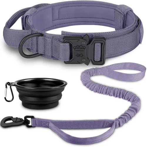 Miniatura 7 de COOYOO Juego de 3 collares tácticos para perros, collar ajustable de nailon para entrenamiento militar con mango de control y hebilla de metal