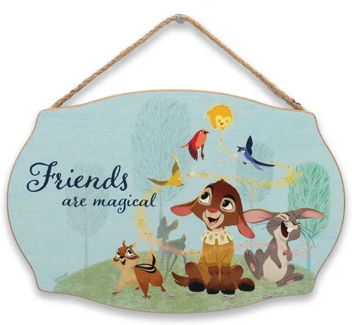 Disney Wish Friends Are Magical - Decoración de pared de madera colgante – Adorable letrero de deseos para dormitorio de niños o sala de juegos Aqua