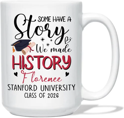 Miniatura 14 de Taza de café blanca personalizada para graduación, con texto en inglés "Behind You All Your Memories Before You All Your Dreams", taza de café de 11