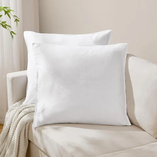 Miniatura 15 de DAPU - Fundas de almohada de lino puro (1 par), tejido de lino natural francés 100% (Queen, blanco)