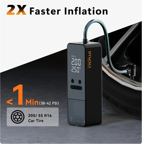 Miniatura 2 de CYCPLUS Inflador de Neumáticos Compresor de Aire Portátil - Bomba de Aire Inalámbrica de 150 PSI con Medidor Digital de Presión de Neumáticos