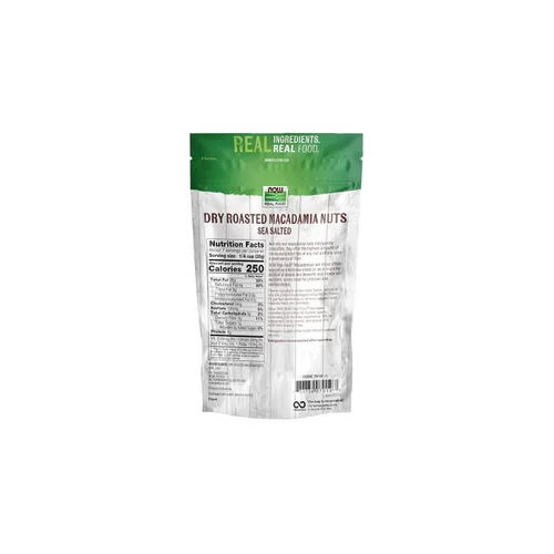 Miniatura 2 de NOW Foods, Nueces de macadamia, tostadas en seco con sal marina, fuente de fibra, sin gluten y certificadas sin OMG, 9 onzas