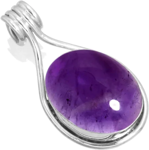 JEWELOPORIUM Colgante de plata de ley 925 hecho a mano para mujer, 12 x 16 pulgadas, con piedras preciosas ovaladas, joyería de plata para regalo