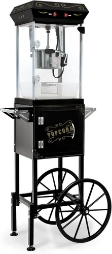 Máquina de palomitas de maíz con carrito, con ruedas y cuchara de aceite de acero inoxidable de 6 onzas, carrito móvil con taquillas para cine en