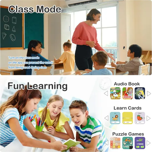Miniatura 9 de Reloj inteligente para niños de 1.85" con rastreador de fitness y sueño, reloj inteligente para niños resistente al agua IP68, regalos para niños