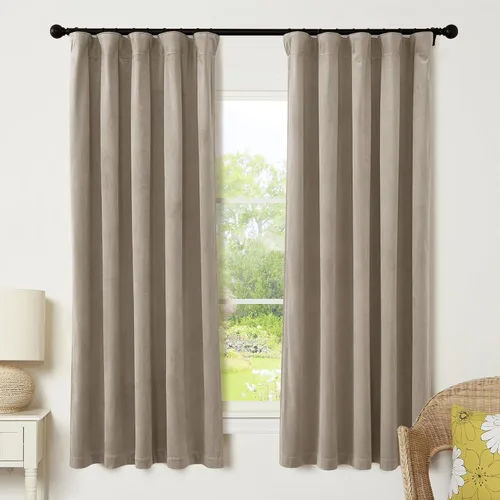 Miniatura 40 de RYB HOME Cortinas elegantes de terciopelo verde de 108 pulgadas de largo, bloqueo de luz, aislamiento térmico, elegantes cortinas de terciopelo