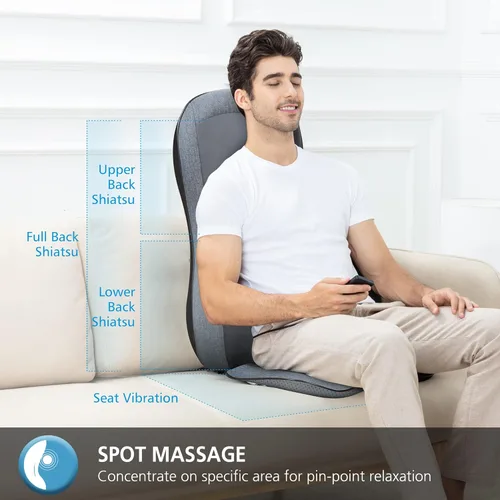 Miniatura 4 de COMFIER Shiatsu - Masajeador de respaldo completo, almohadilla para silla de masaje con calor, cojín de asiento de masaje 2D/3D, masajeador de silla