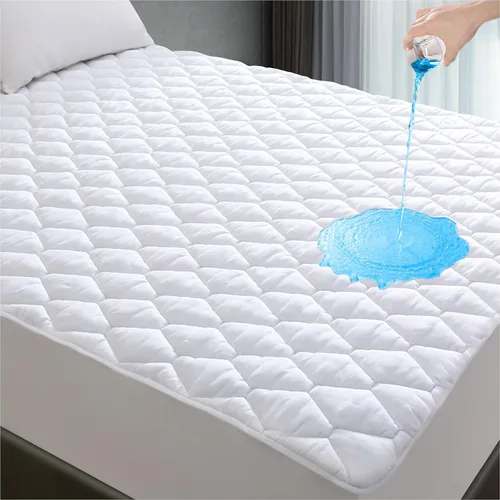 Lunsing Protector de colchón impermeable suave, transpirable, tamaño King, bolsillo de 6 a 18 pulgadas de profundidad, color blanco