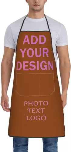 Miniatura 11 de Delantal personalizado con bolsillos para mujeres y hombres, diseño personalizado de tu imagen texto logotipo para cocina delantales de cocina