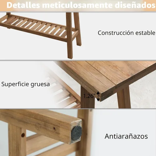 Miniatura 7 de HOKYHOKY Mesa consola de madera maciza recuperada, mesa de entrada de granja de 43.3 pulgadas, mesas de sofá estrechas detrás del sofá, mesas