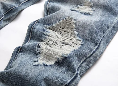 Miniatura 4 de OIIIO Pantalón vaquero de pierna recta rasgados para hombre