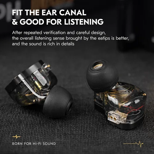 Miniatura 5 de 3 pares de CCZ ZT01 Puntas de silicona para auriculares, Kinboofi puntas de silicona suave para IEM, puntas de repuesto duraderas para auriculares