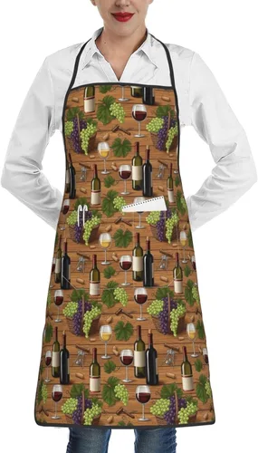 Miniatura 9 de Delantal unisex con cuello ajustable con bolsillos espaciosos y lazos largos