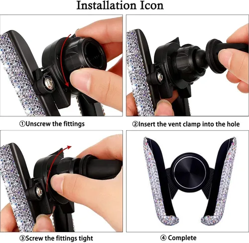 Miniatura 6 de SUNCARACCL - Soporte para teléfono de coche Bling, montaje automático para salida de aire del salpicadero mini, soporte universal ajustable de 360°