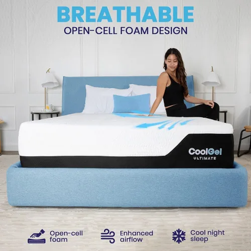Miniatura 2 de Classic Brands Cool Gel Chill Memory Foam 14-Inch Mattress with Pillow, CertiPUR-US Certified, Mattress in a Box