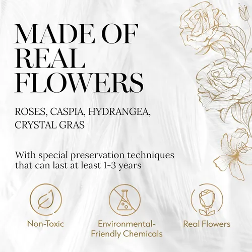 Miniatura 5 de GLAMOUR BOUTIQUE Ramo de flores preservadas, flores para siempre en una caja con hortensias y más, listo para regalo para aniversario, cumpleaños
