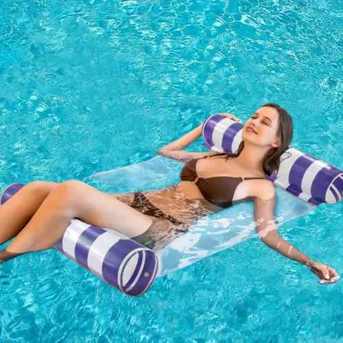 Miniatura 3 de Paquete de 2 hamacas flotantes para piscina, hamaca inflable multiusos para piscina (silla de montar, silla de descanso, hamaca, flotador), hamaca