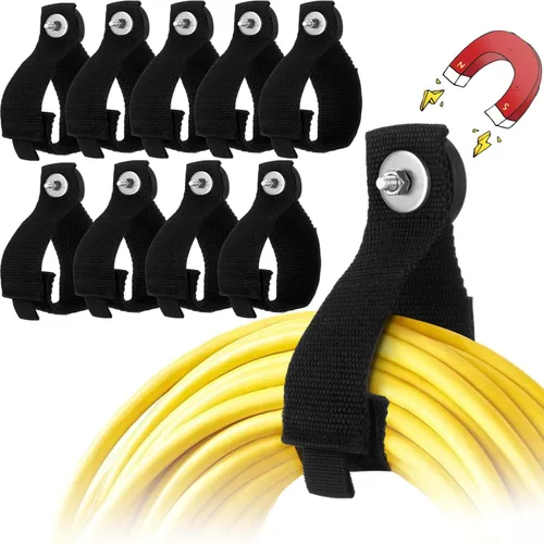 Miniatura 7 de Windyun 4 ganchos magnéticos para garaje, correas magnéticas resistentes, ganchos magnéticos para colgar cables, mangueras, cuerda de taller