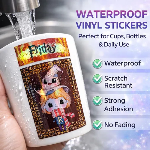 Miniatura 5 de 20 hojas de papel adhesivo holográfico de 8.5 x 11 pulgadas, imprimibles impermeables, hojas de vinilo arcoíris para impresora de inyección de tinta