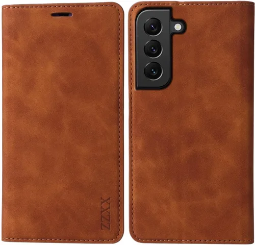 Miniatura 10 de ZZXX Funda tipo cartera para Samsung Galaxy S22 Ultra con bloqueo RFID, ranura para tarjetas, función atril, magnética, de piel suave, para Samsung